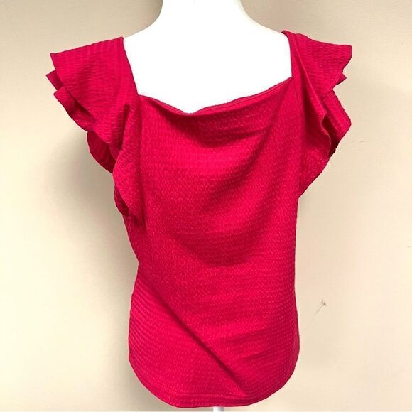 Ann Taylor pink flutter sleeve top.  Size M - Picture 4 of 6